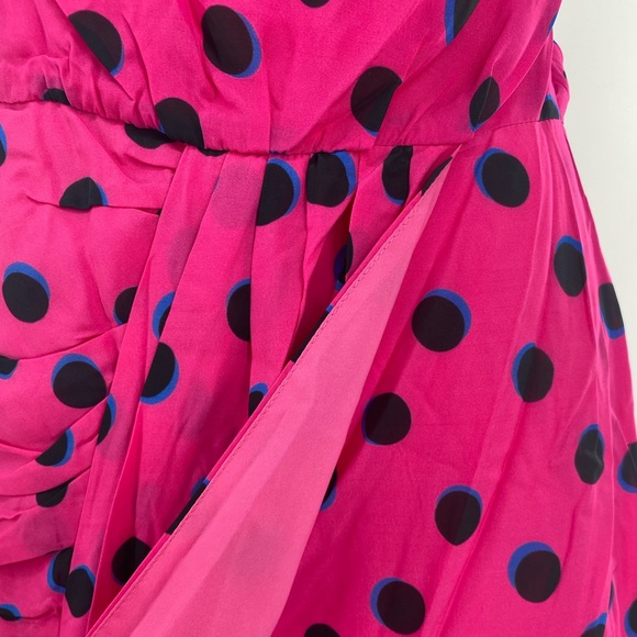 10 Crosby Derek Lam NWT Taula One Shoulder Ruffle Hem Dress Pink Polka Dots New - Picture 3 of 11